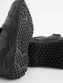 Sale Next Black Standard Fit (F) School Leather Elastic Lace Shoes