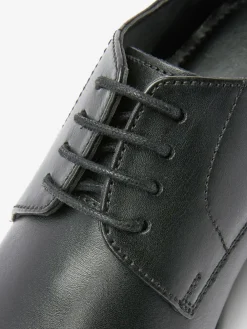 Next Black Standard Fit (F) School Leather Lace Up Shoes^BOY School Shoes|Boys Shoes