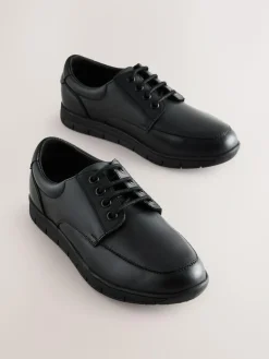 Next Black Standard Fit (F) Smart Leather Lace Up School Shoes^BOY School Shoes|Boys Shoes