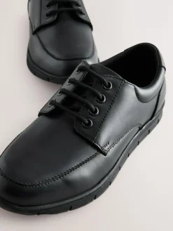 Next Black Standard Fit (F) Smart Leather Lace Up School Shoes^BOY School Shoes|Boys Shoes