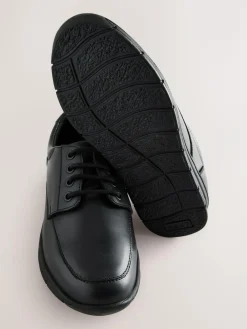 Next Black Standard Fit (F) Smart Leather Lace Up School Shoes^BOY School Shoes|Boys Shoes