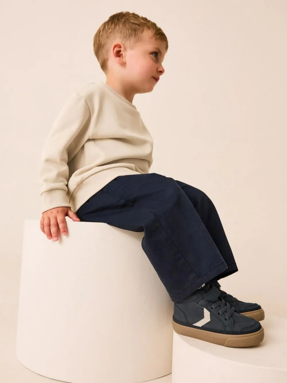 Next Black Standard Fit (F) Touch Fastening Elastic Lace Trainers^BOY Sneakers|Sneakers