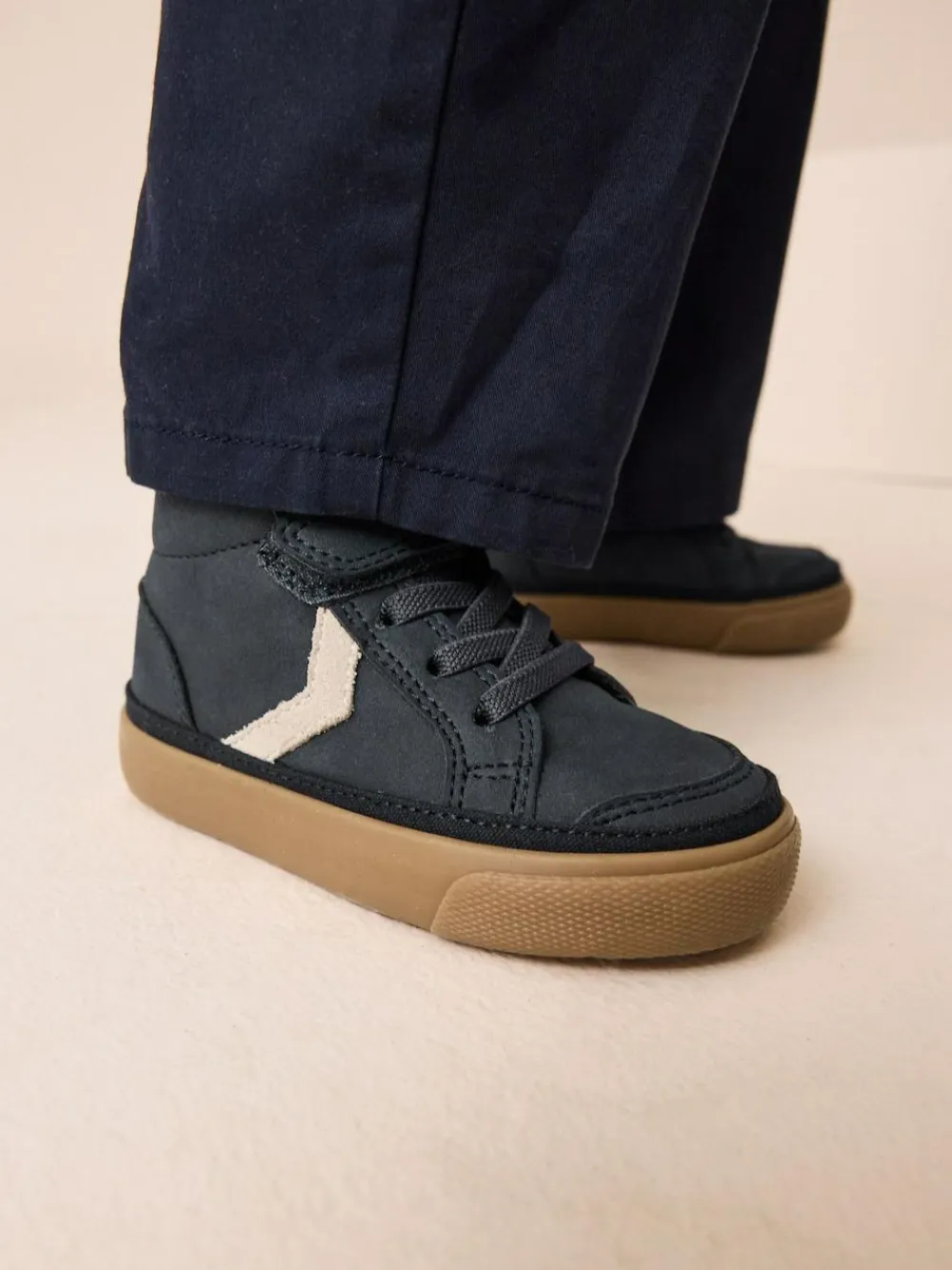 Next Black Standard Fit (F) Touch Fastening Elastic Lace Trainers^BOY Sneakers|Sneakers