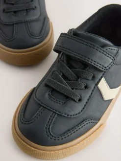 Next Black Standard Fit (F) Touch Fastening Elastic Lace Trainers^BOY Sneakers|Sneakers