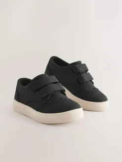 New Next Standard Fit (F) Touch Fastening Brogue Shoes Black