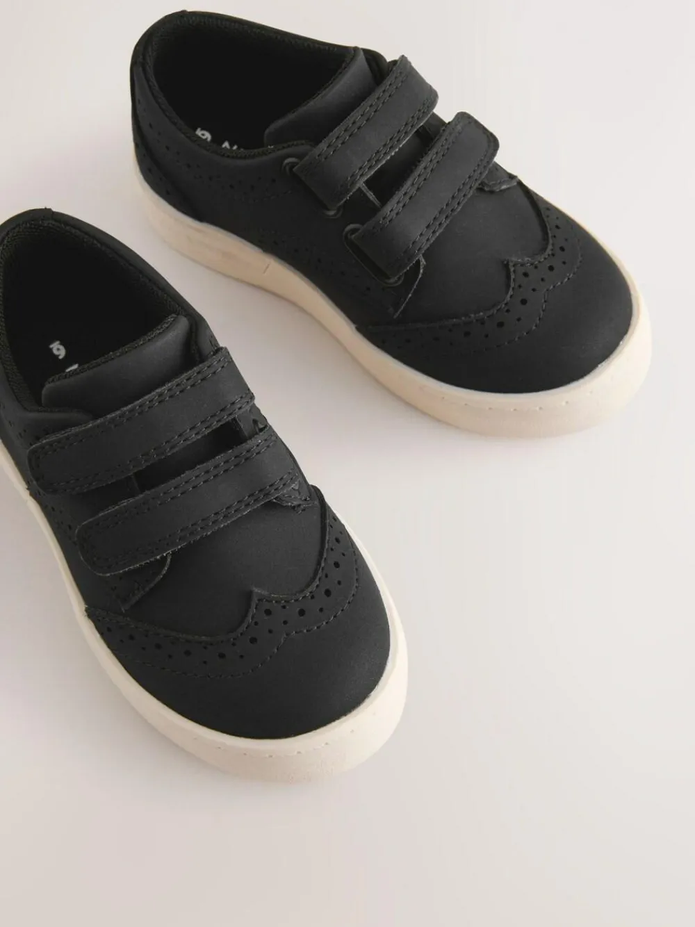 New Next Standard Fit (F) Touch Fastening Brogue Shoes Black