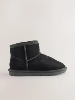 Online Next Standard Fit (F) Water Repellent Suede Short Pull-On Boots Black