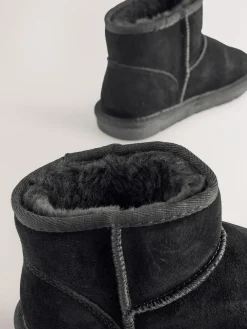 Online Next Standard Fit (F) Water Repellent Suede Short Pull-On Boots Black