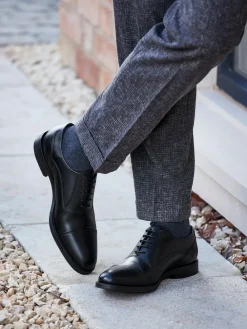 Next Black Standard Fit Leather Oxford Toecap Shoes^ Occasionwear|Shoes