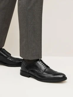 New Next Standard Fit Leather Derby Brogues Black