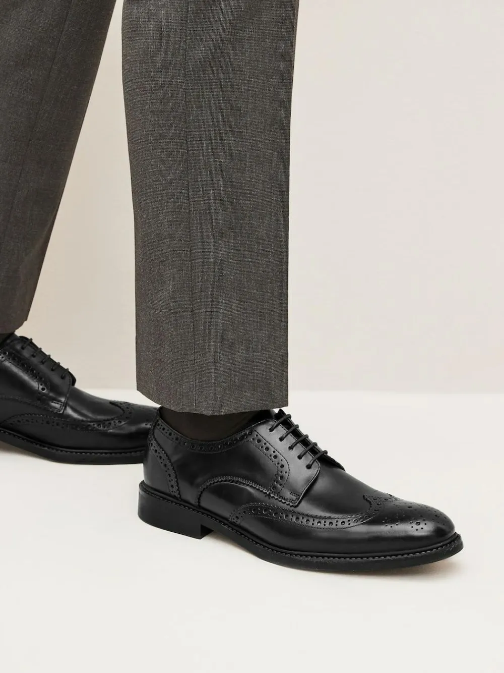 New Next Standard Fit Leather Derby Brogues Black