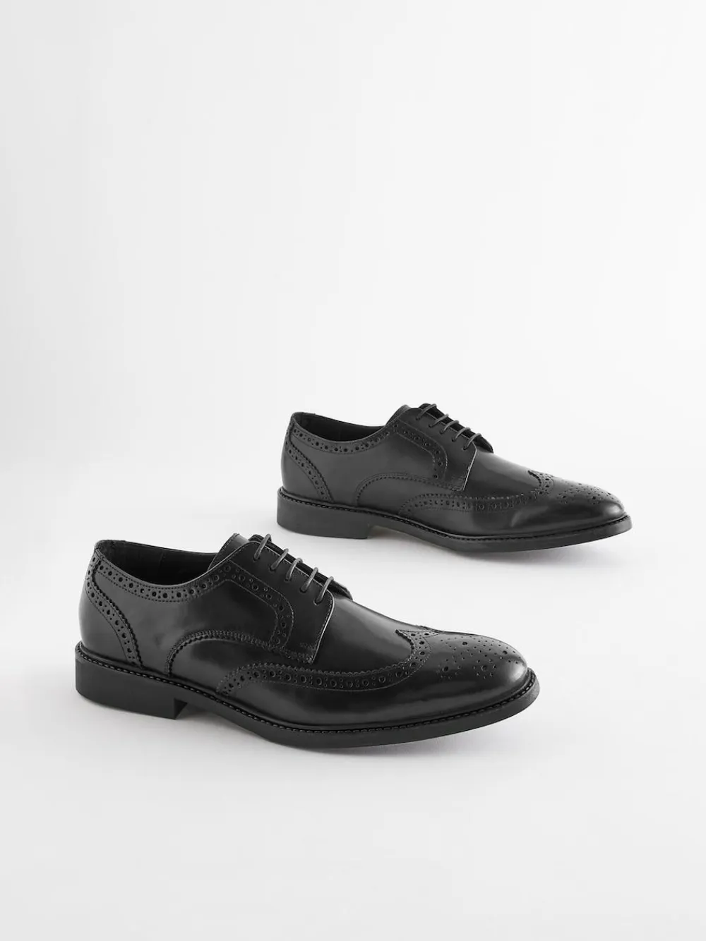 New Next Standard Fit Leather Derby Brogues Black