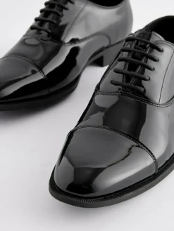 Next Black Standard Fit Patent Oxford Toe Cap Shoes^ Shoes