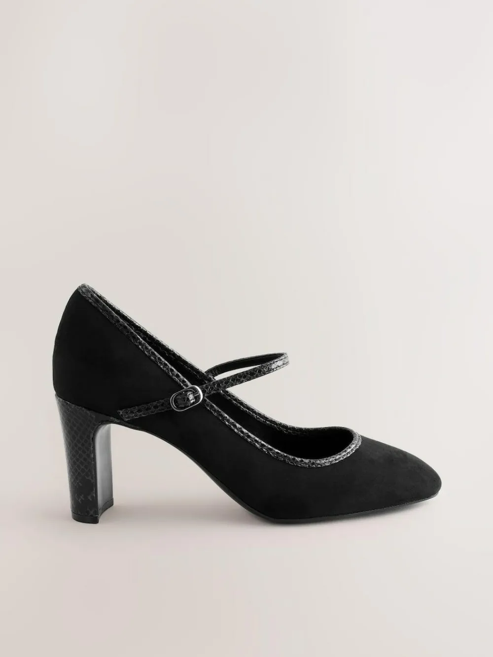 Best Next Standard Fit Round Toe Mary Jane Block Court Shoes Black