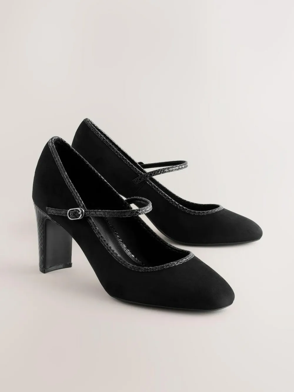Best Next Standard Fit Round Toe Mary Jane Block Court Shoes Black