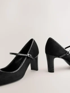 Best Next Standard Fit Round Toe Mary Jane Block Court Shoes Black