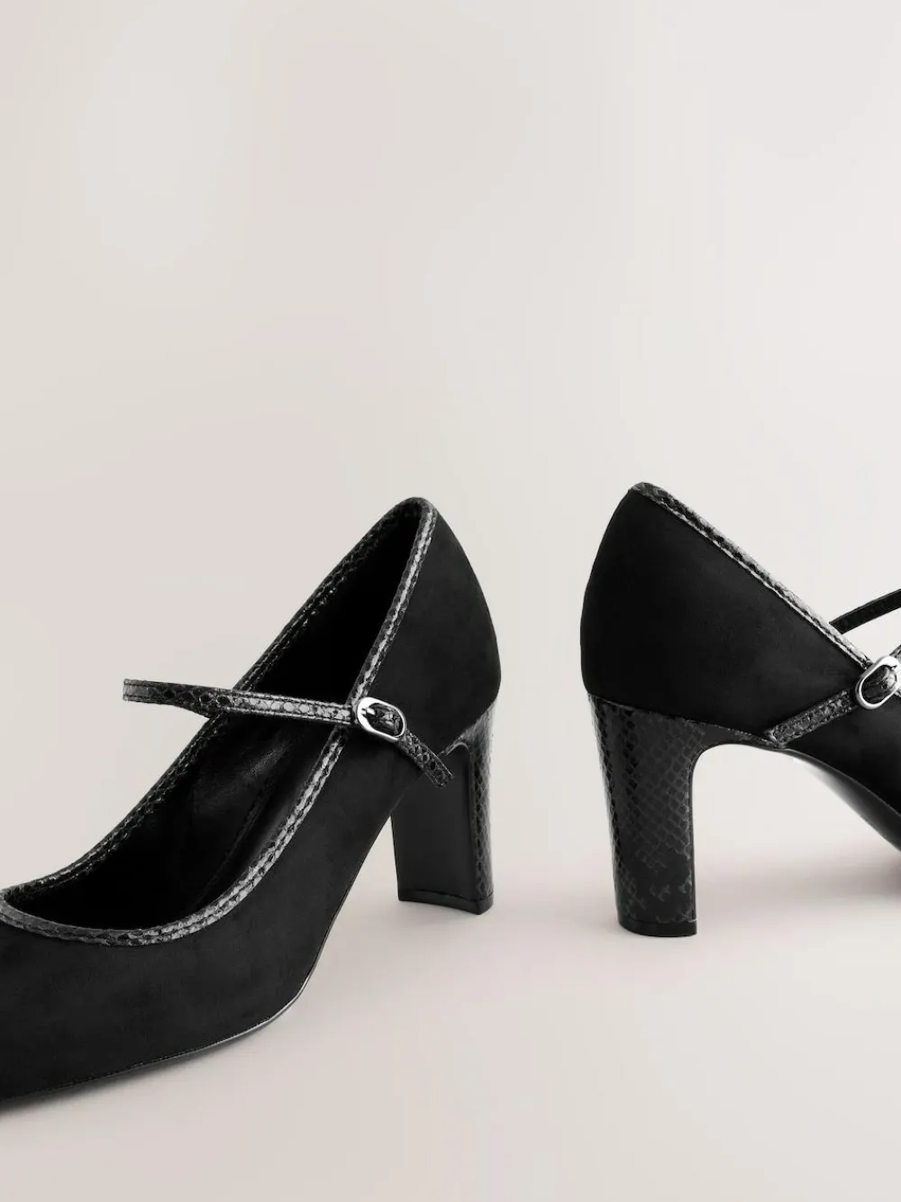 Best Next Standard Fit Round Toe Mary Jane Block Court Shoes Black