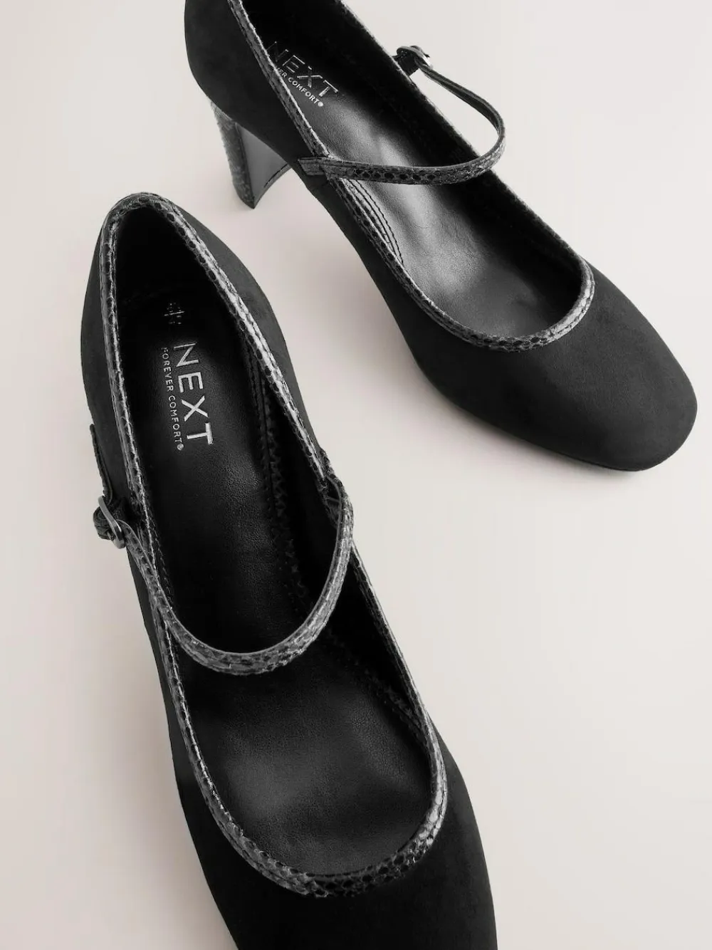 Best Next Standard Fit Round Toe Mary Jane Block Court Shoes Black
