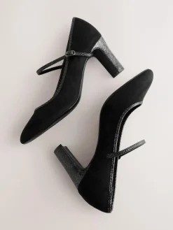 Best Next Standard Fit Round Toe Mary Jane Block Court Shoes Black