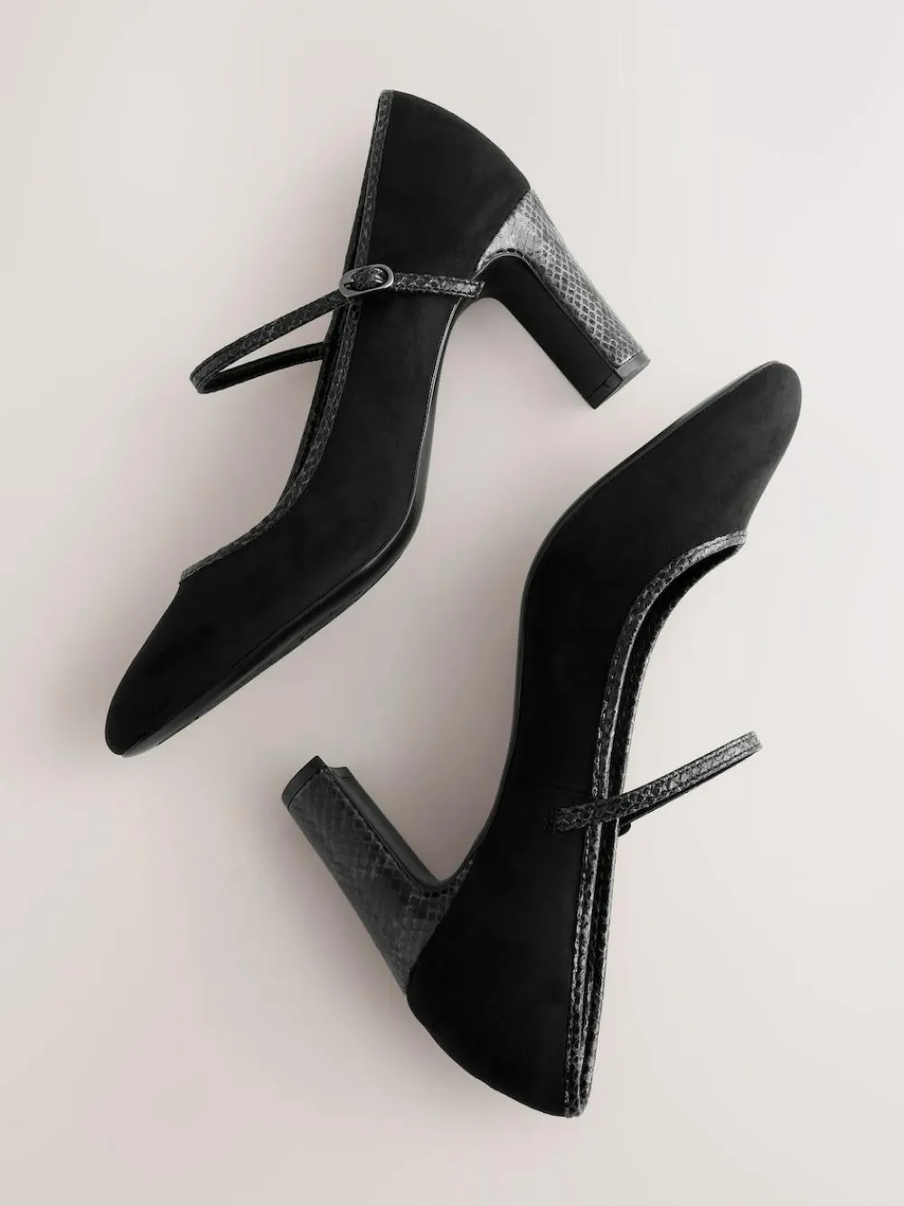 Best Next Standard Fit Round Toe Mary Jane Block Court Shoes Black