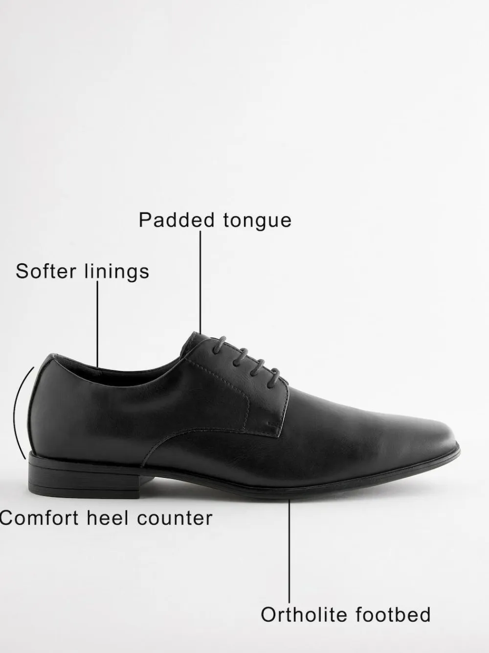 Best Next Standard Fit Slim Square Derby Shoes Black
