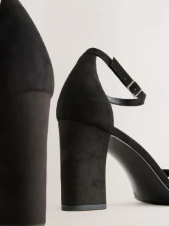 Next Black Standard/Wide Fit Block Heel Sandals^Women Wide Fit & Extra Wide Fit|Heels