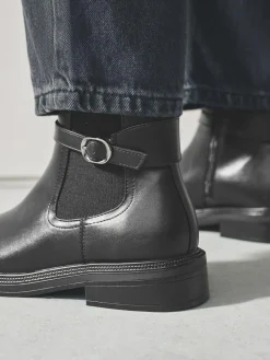 Clearance Next Standard/Wide Fit Buckled Chelsea Boots Black