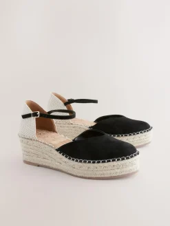 Sale Next Standard/Wide Fit Closed Toe Platform Espadrille Wedges Black