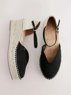 Sale Next Standard/Wide Fit Closed Toe Platform Espadrille Wedges Black
