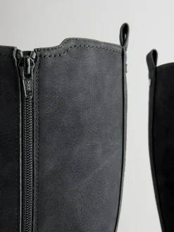 Best Next Standard/Wide Fit Knee High Buckle Chelsea Boots Black