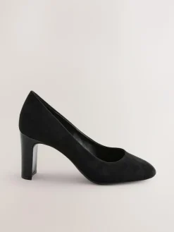 Hot Next Black Standard/Wide Fit Round Toe Block Court Shoes