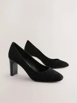 Hot Next Black Standard/Wide Fit Round Toe Block Court Shoes