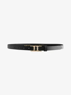 Next Statement Buckle Skinny Leather Belt Black