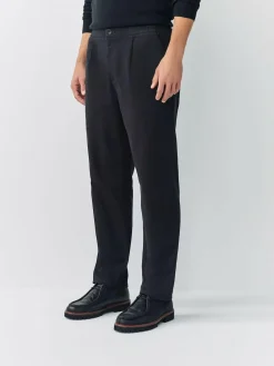 Sale Next Straight Fit Pleated Stretch Chinos Trousers With Elasticated Waist Black