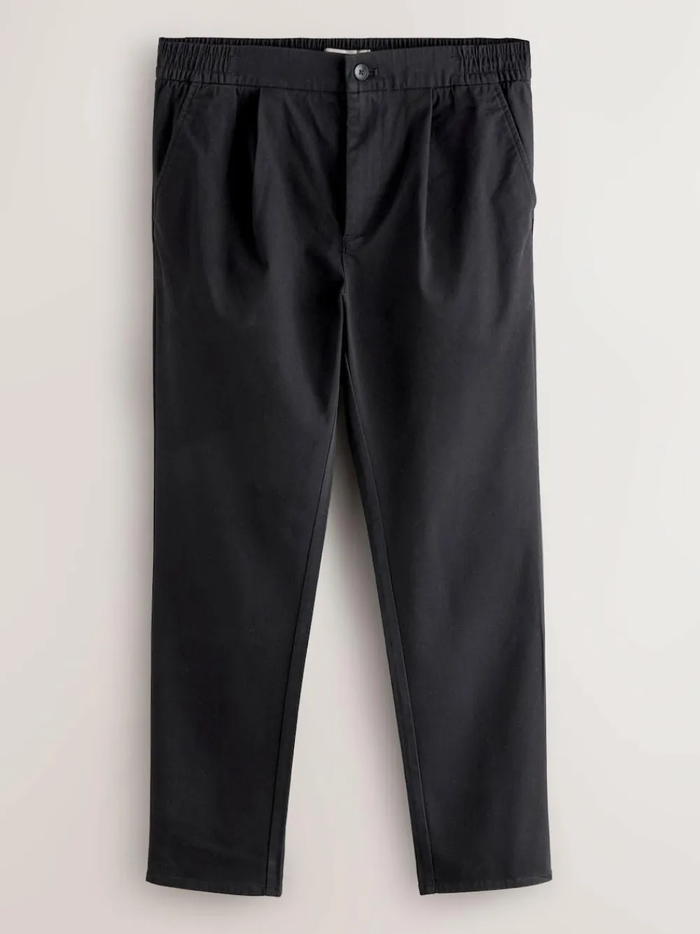 Sale Next Straight Fit Pleated Stretch Chinos Trousers With Elasticated Waist Black