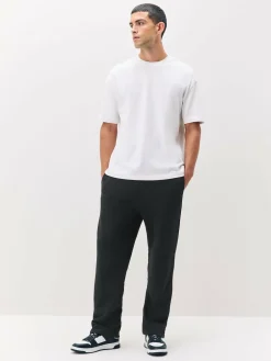 Next Black Straight Fit Relaxed Fit Brushback Heavyweight Joggers^ Joggers|Joggers