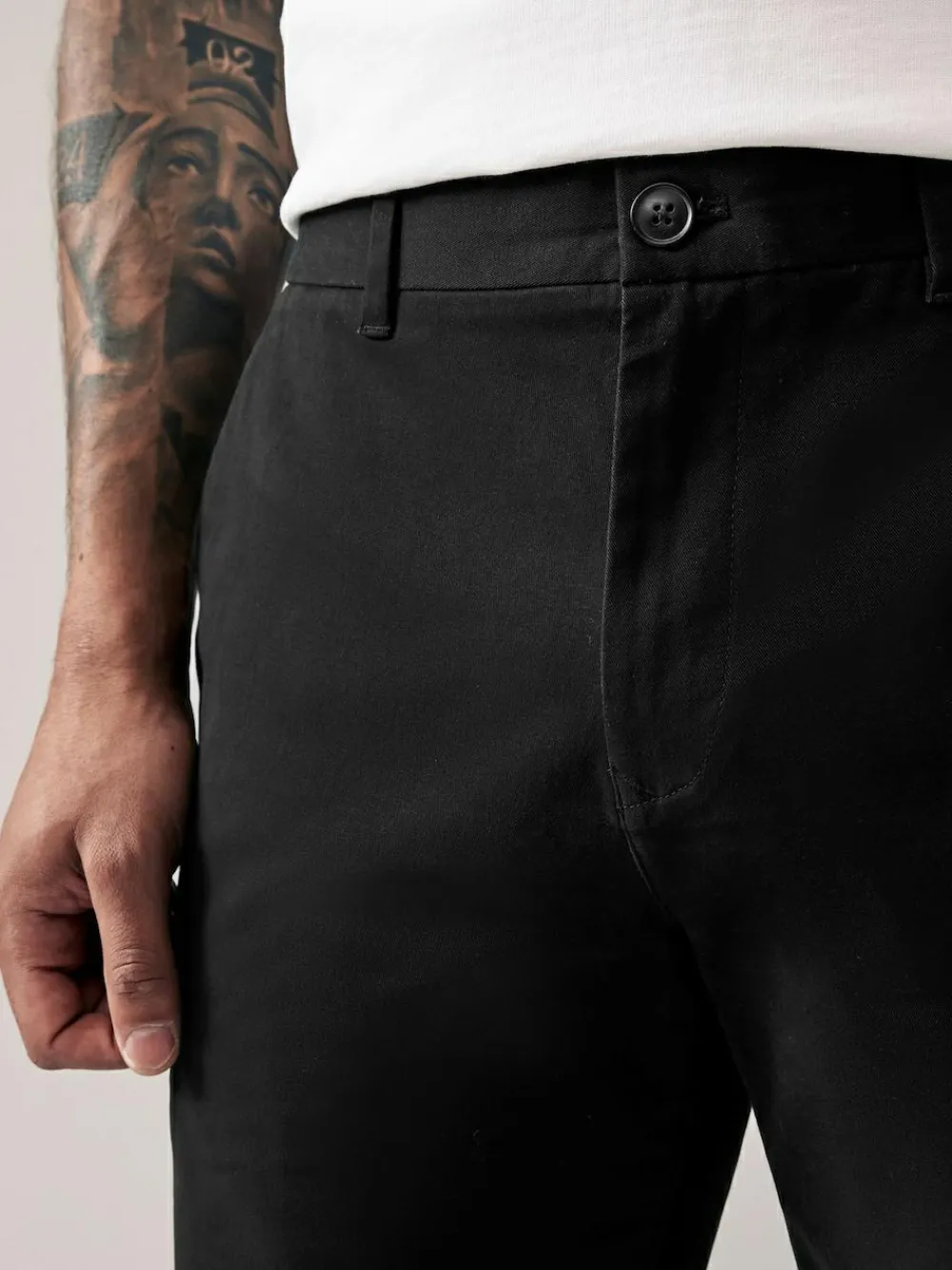 Next Black Straight Fit Stretch Chinos Trousers^ Nightwear|Pants & Chinos