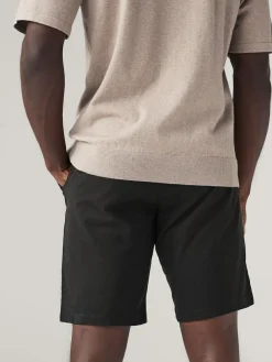Next Black Straight Fit Stretch Chinos Shorts^ Shorts