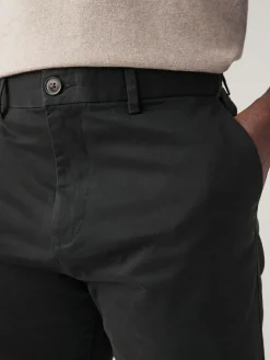 Next Black Straight Fit Stretch Chinos Shorts^ Shorts