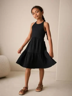 Next Black Strappy Crinkle Summer Dress (3-16yrs)^ Dresses