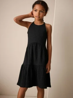 Next Black Strappy Crinkle Summer Dress (3-16yrs)^ Dresses