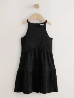 Next Black Strappy Crinkle Summer Dress (3-16yrs)^ Dresses