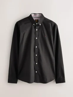 Next Black Stretch Oxford Long Sleeve Shirt^ Shirts