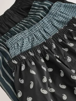 Clearance Next Black Stripe 4 pack Woven Pure Boxers