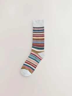 New Next Black Striped 7 Pack Mens Cotton Rich Socks