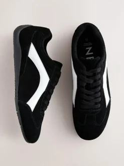 Next Forever Comfort® Leather Slimsole Lace-Up Trainers Black Suede