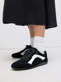 Next Forever Comfort® Leather Slimsole Lace-Up Trainers Black Suede