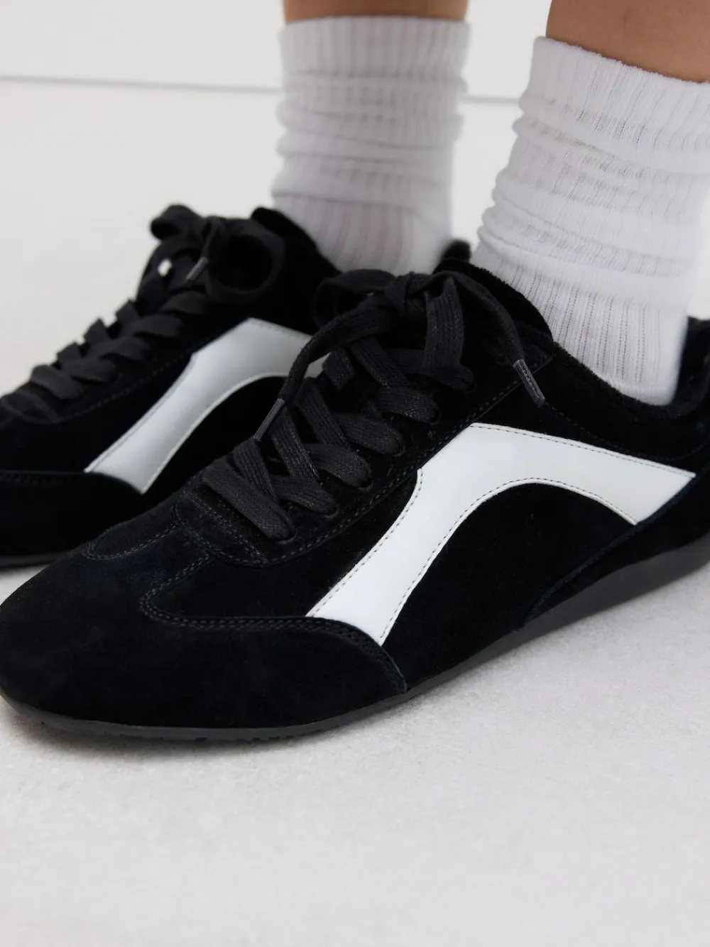 Next Forever Comfort® Leather Slimsole Lace-Up Trainers Black Suede