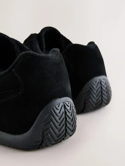 Next Forever Comfort® Leather Slimsole Lace-Up Trainers Black Suede