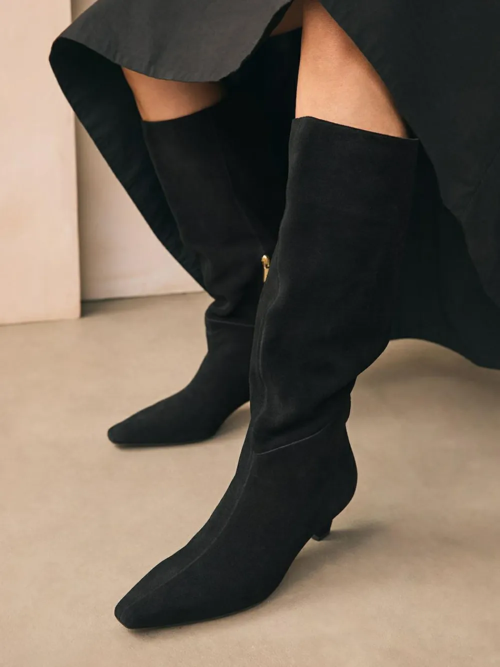 Next Forever Comfort® Knee High Chisel Toe Heeled Boots^Women Wide Fit & Extra Wide Fit